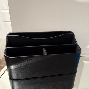 Black Leather Desk Organizer